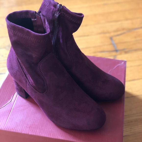 Worn once! Faux Suede burgundy color booties - Picture 2 of 5